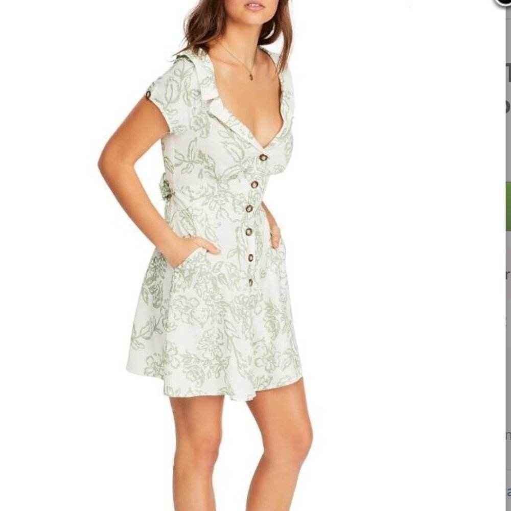 Free People Green and White Mini Dress
